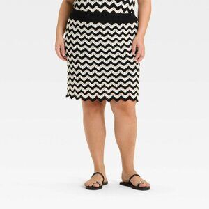 NWT Women's Sweater Mini Skirt - Ava & Viv Black 3X